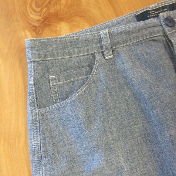 TOMMY BAHAMA DENIM Chambray Mini Skirt Womens Sz 14 Blue Jean Short Cotton Skirt - Picture 2 of 13